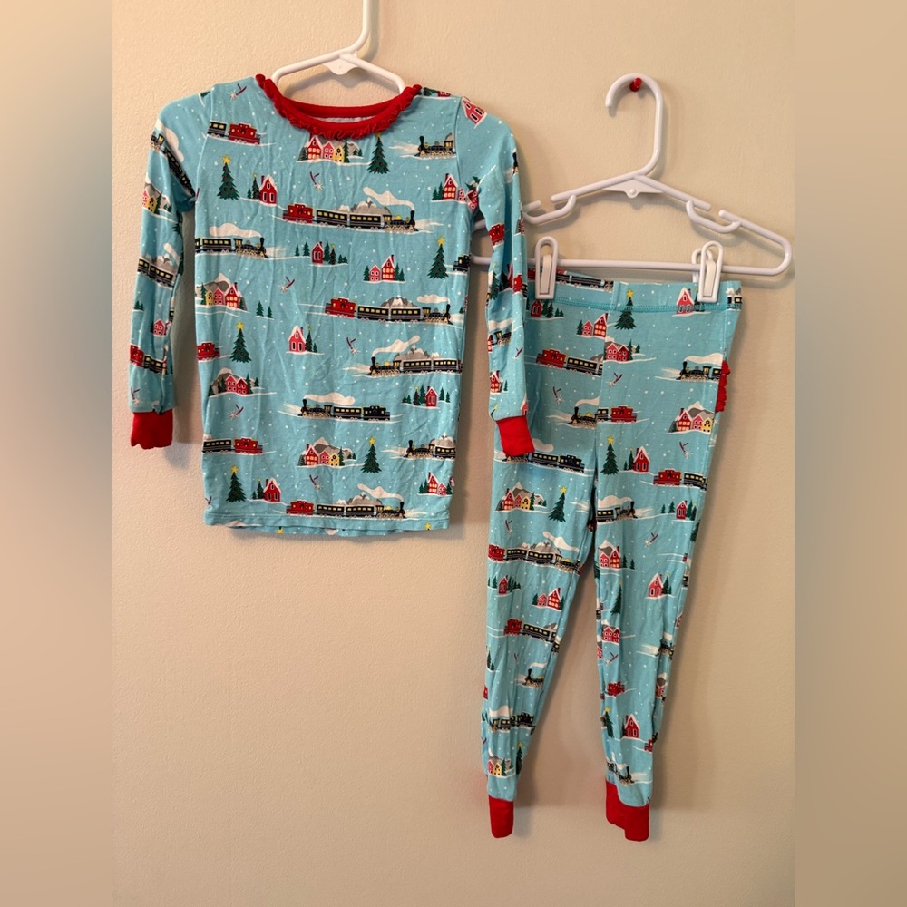 Ruffle Butts Blue Christmas Winter Village Pajamas